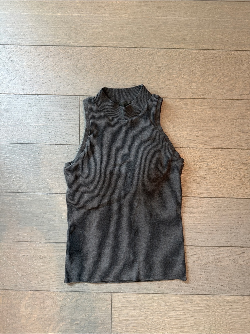 Women’s Brown Ribbed Mock Neck Tank Top
